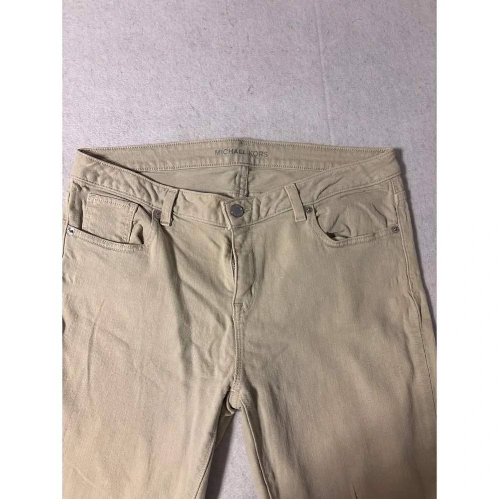 Michael Kors Skinny Jeans Womens SZ10 Tan Khaki Excellent Mid Rise Stretch Pants